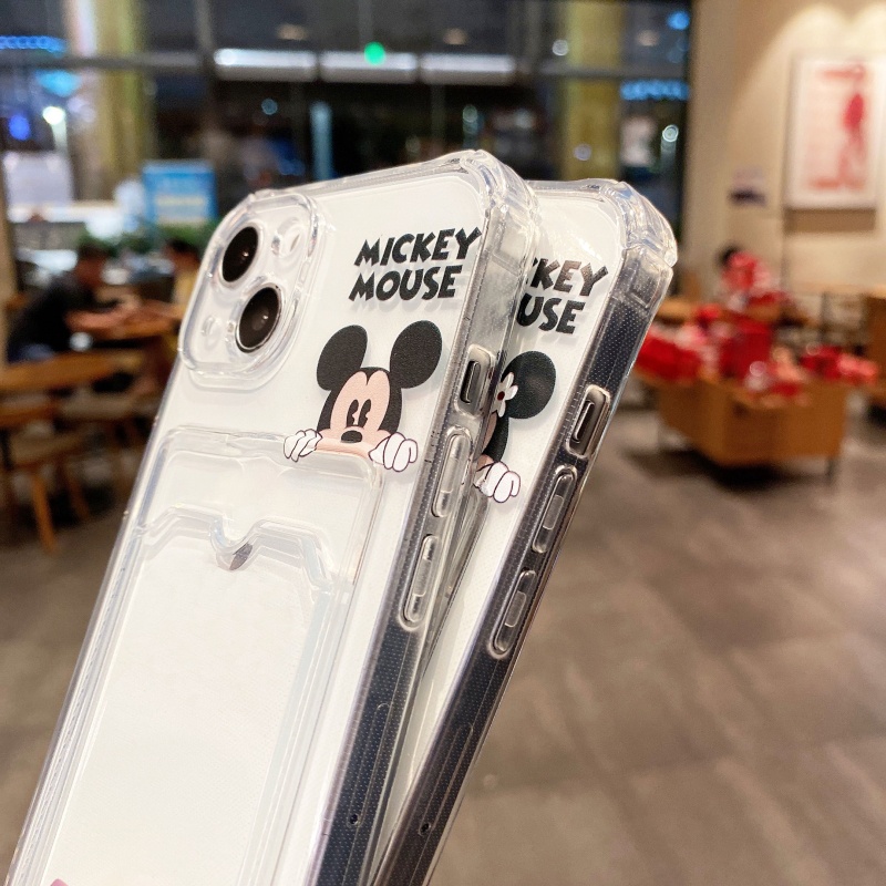 Ốp Điện Thoại Mềm Trong Suốt Chống Sốc Có Ngăn Đựng Thẻ Cho iPhone 14 13 12 11 Pro Max XS XR X 8 7 Plus SE 2020