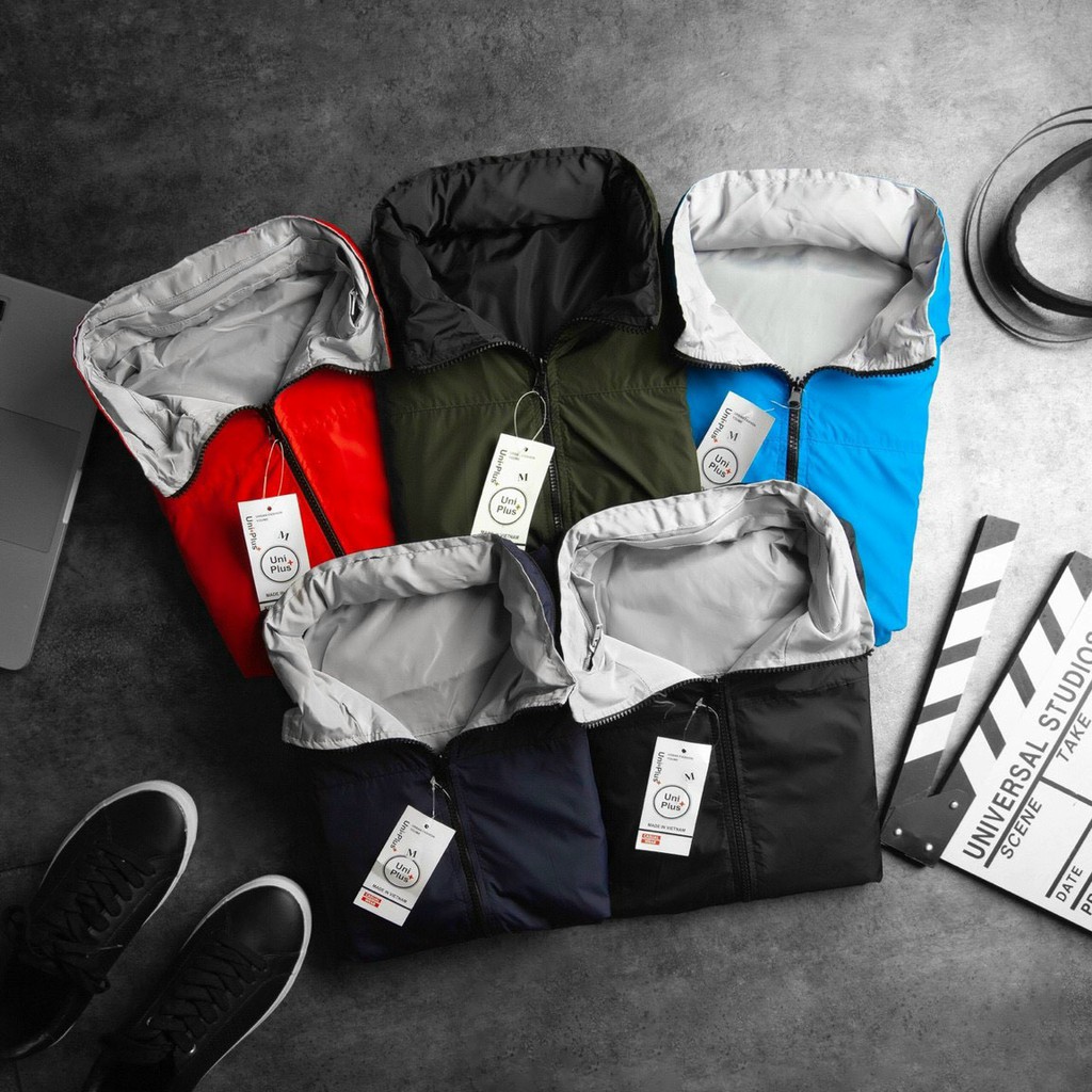 Áo Khoác Gió 2 mặt có mũ,2 lớp gió dầy dặn,chống nước,che nắng, mưa, mũ giấu được vào cổ áo | BigBuy360 - bigbuy360.vn