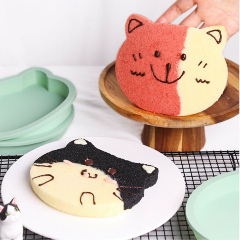 Khuôn bánh hình mèo siêu xinh, chất liệu silicone cao cấp