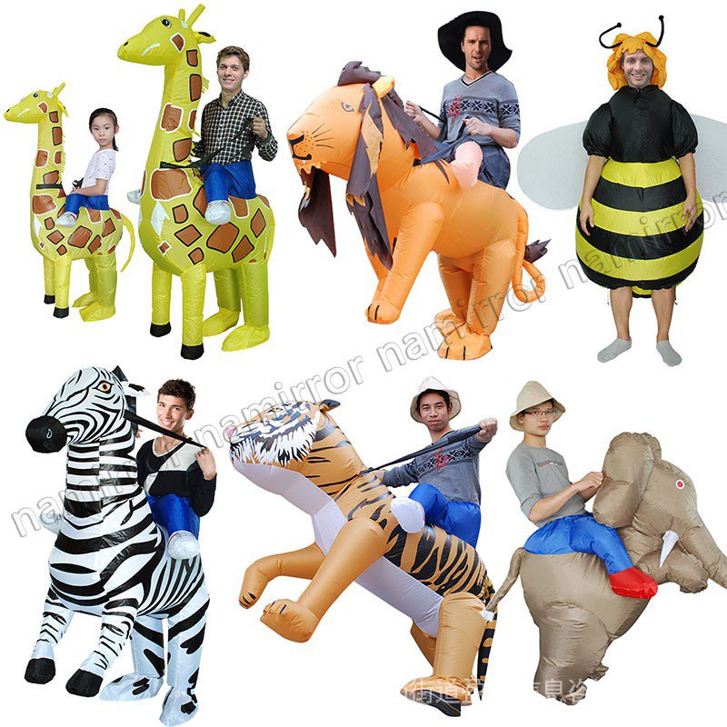 Bộ Đồ Bơm Hơi Hóa Trang Cá Mập / Ngựa Vằn / Hươu Cao Cổ / Khủng Long