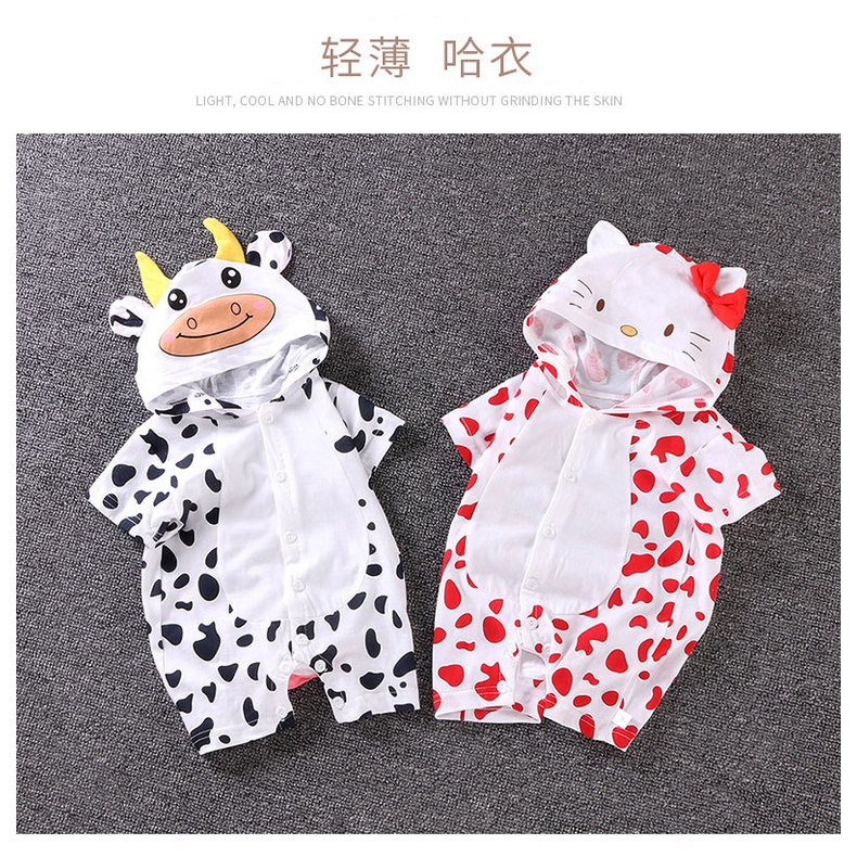 Bộ Đồ Ngủ Liền Thân In Họa Tiết Hoạt Hình Động Vật Dễ Thương Thời Trang Mùa Hè Cho Bé Trai Và Gái 3-24