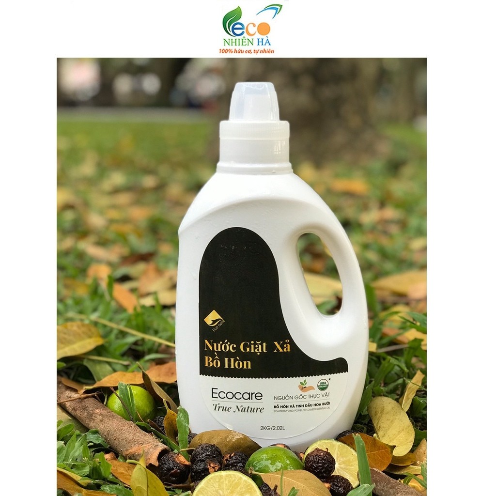 Nước giặt xả hữu cơ bồ hòn hoa bưởi, an toàn trẻ nhỏ ECOCARE 2L, không phai quần áo, không bong tróc da tay