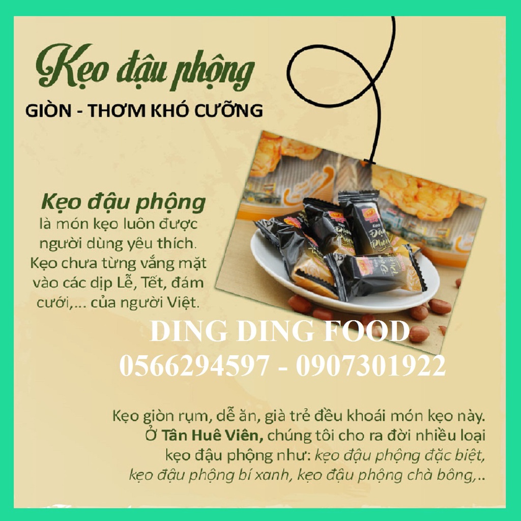 [ 1 TÚI ] Kẹo Đậu Phộng Đặc Biệt Tân Huê Viên 400G| Kẹo Đậu Phộng Ít Đường| Ăn Vặt| Ăn Kiêng| Téo Ép - DING DING FOOD