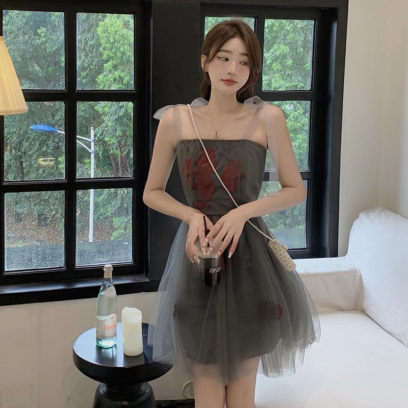 Đầm tutu Hở Vai Phong Cách retro Pháp Thời Trang Đi Biển Cho Nữ