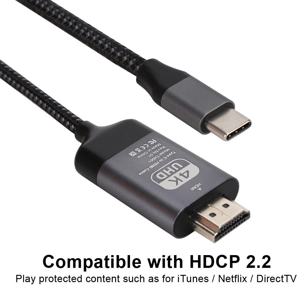 Cáp Chuyển Đổi Type-c Sang Hdmi 4k60hz 2m Usb-c Hdtv Cho Macbook Pro 15 Và 13 2017 / 2016