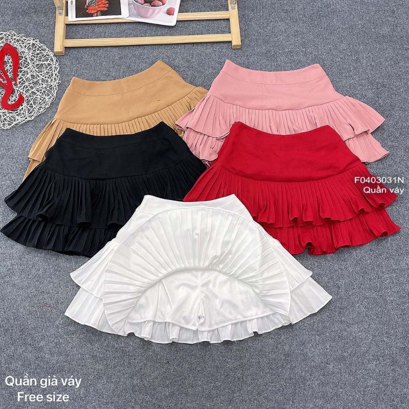 Quần giả váy ngắn dập ly hai tầng siêu xinh 0403