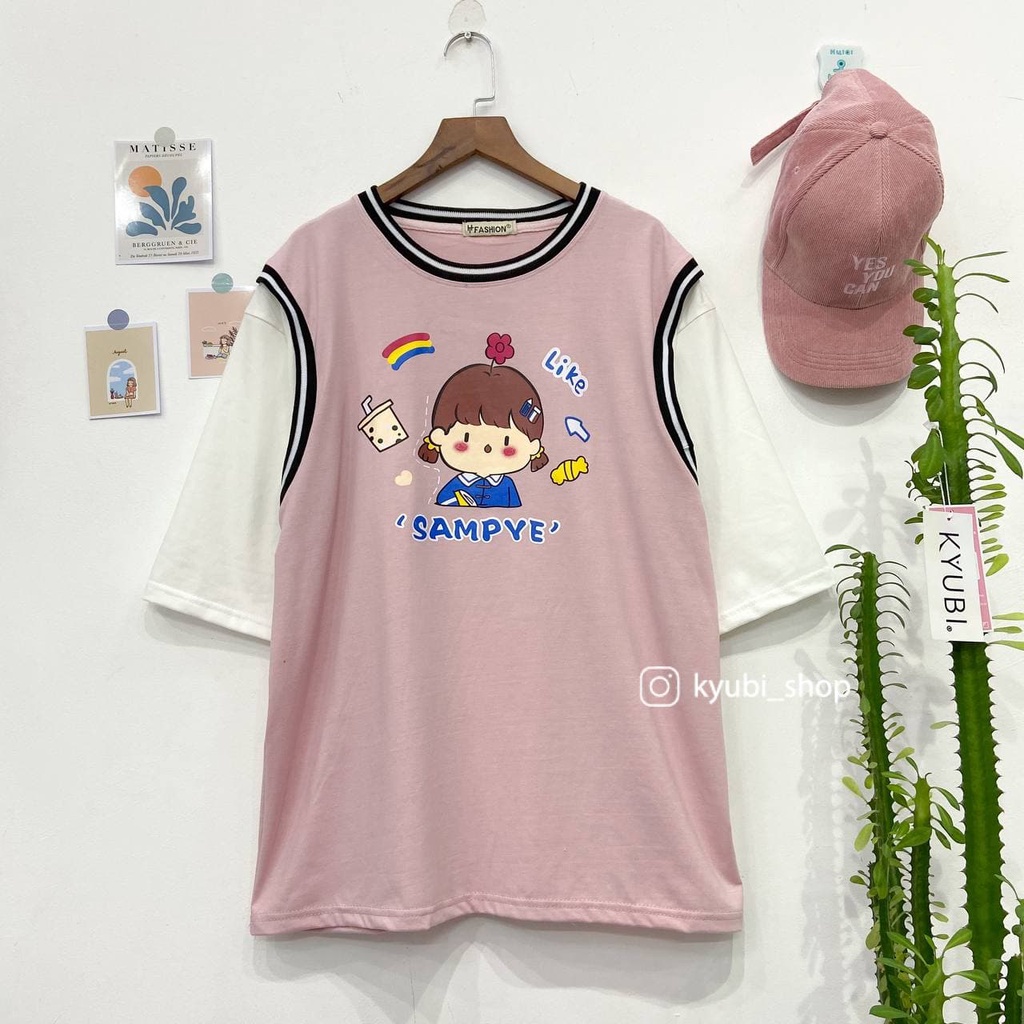 Áo thun bóng rổ layer giả 2 lớp Ulzzang chất cotton phom rộng unisex [Nhiều Mẫu LIST27,Có Mũ] - Tee Kyubi Shop ATTL27