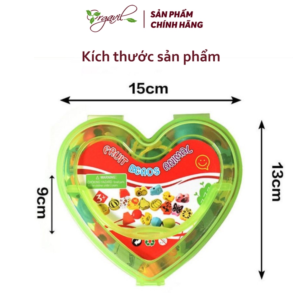 Xâu hạt gỗ hộp trái tim đồ chơi rèn luyện tư duy cho bé - Xâu hạt gỗ cho bé, đồ chơi thông minh - Orgavil