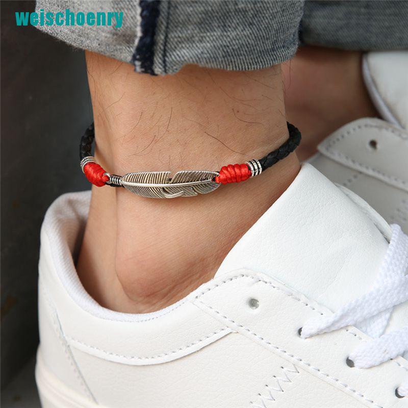 Lắc Chân Da Gắn Lông Vũ Phong Cách Boho Cho Nam | BigBuy360 - bigbuy360.vn