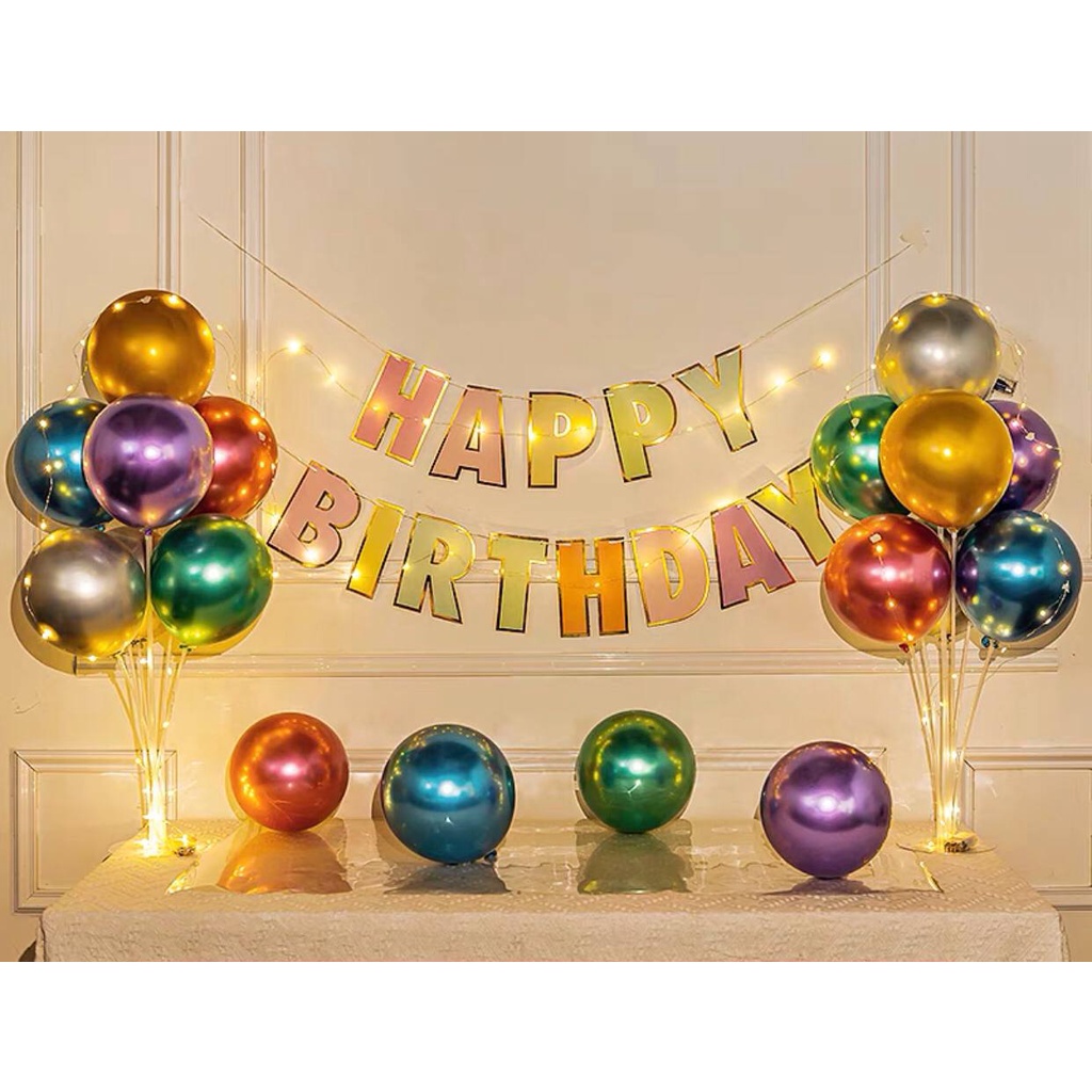 Set trang trí sinh nhật happy birthday để bàn, combo chúc mừng sinh nhật đầy đủ phụ kiện đơn giản dễ làm tại nhà