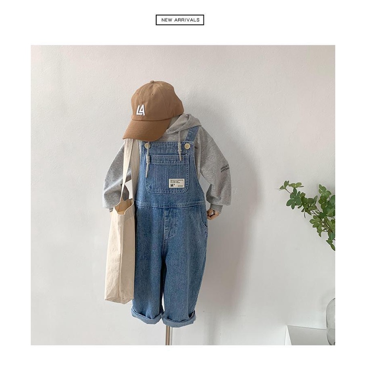[Babycat] Hàng Có Sẵn Quần Yếm Jean Mỏng Phong Cách Hàn Nhật Mùa Xuân Thu Phong Cách Phương Tây Cá Tính Hợp Xu Hướng Cho Bé Trai