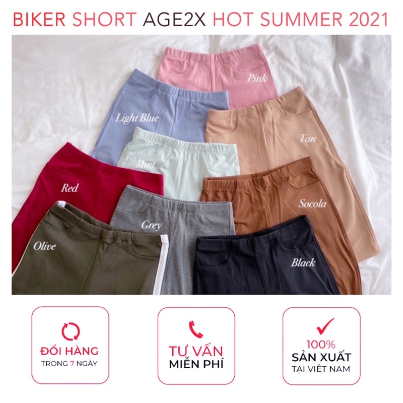 Quần legging lửng Biker short AGE2X  chính hãng hơn 10 màu, vải dầy, cao cấp co giãn tốt dáng ôm | BigBuy360 - bigbuy360.vn