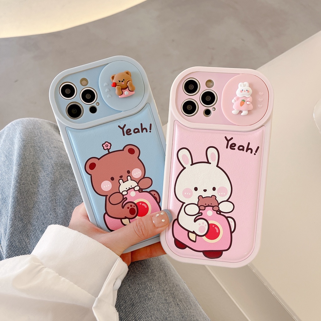 Ốp Điện Thoại Dẻo Họa Tiết Hoạt Hình Chú Thỏ / Gấu Dễ Thương Chống Rơi Cho iPhone 14 14pro max 13 12PRO max 11pro max