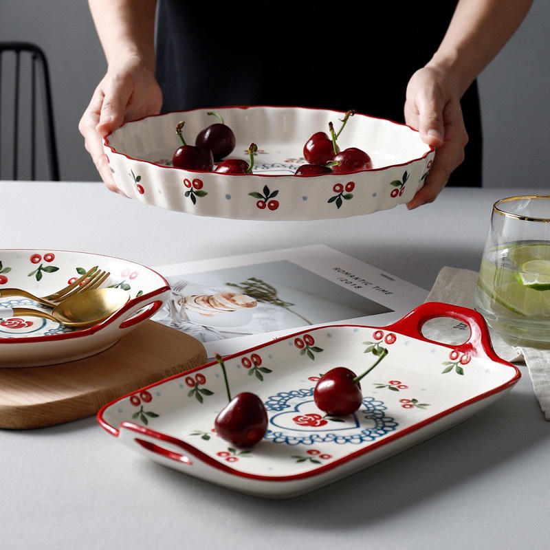 Bộ bát đĩa cherry đủ món có sẵn