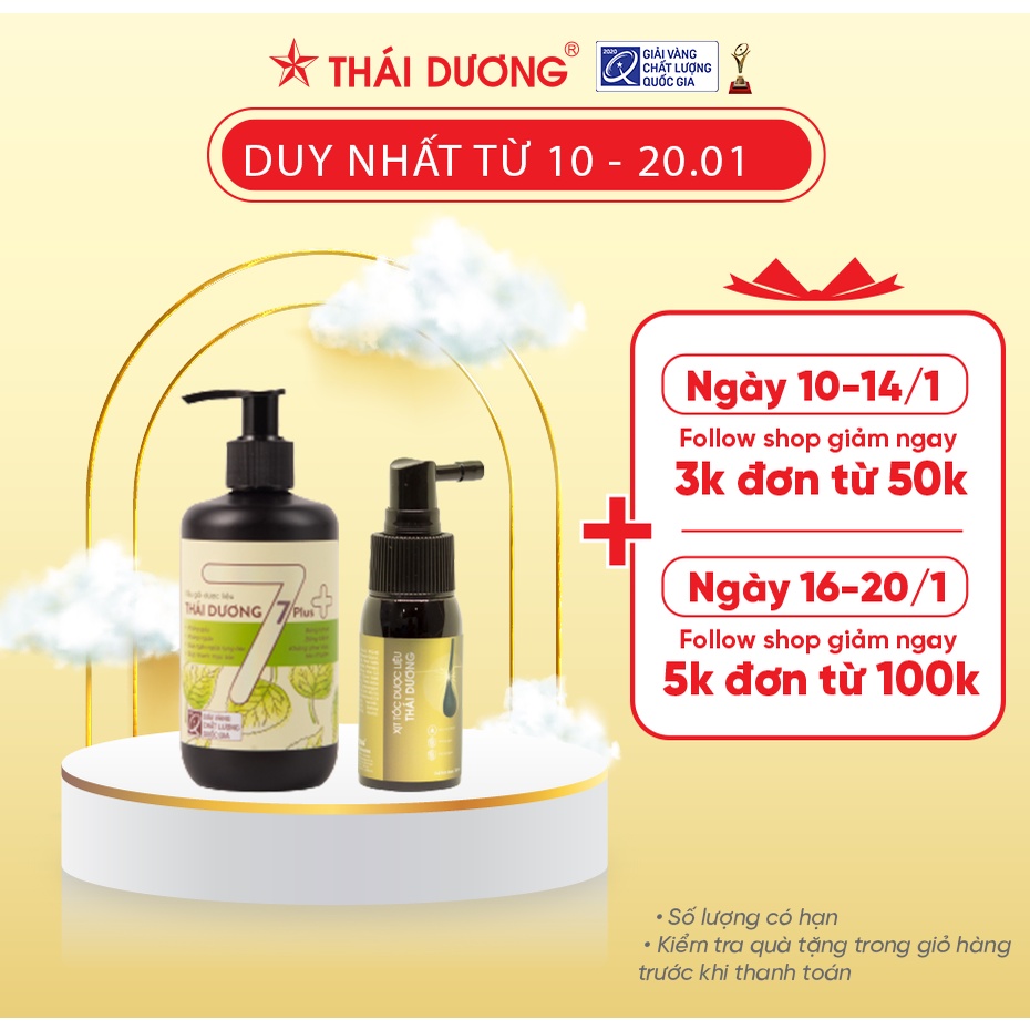 Bộ sản phẩm dành cho tóc rụng -  Dầu gội dược liệu Thái Dương 7 Plus 480ml &amp; Xịt mọc tóc Thái Dương 30ml