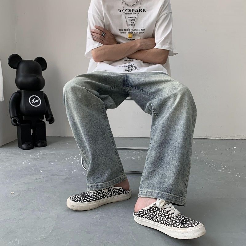 Quần jeans Dài Ống Rộng Phong Cách Đường Phố Cho Nam