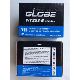 Bình globe khô xe 4Ah gắn xe Rs,novo4,5,s110...