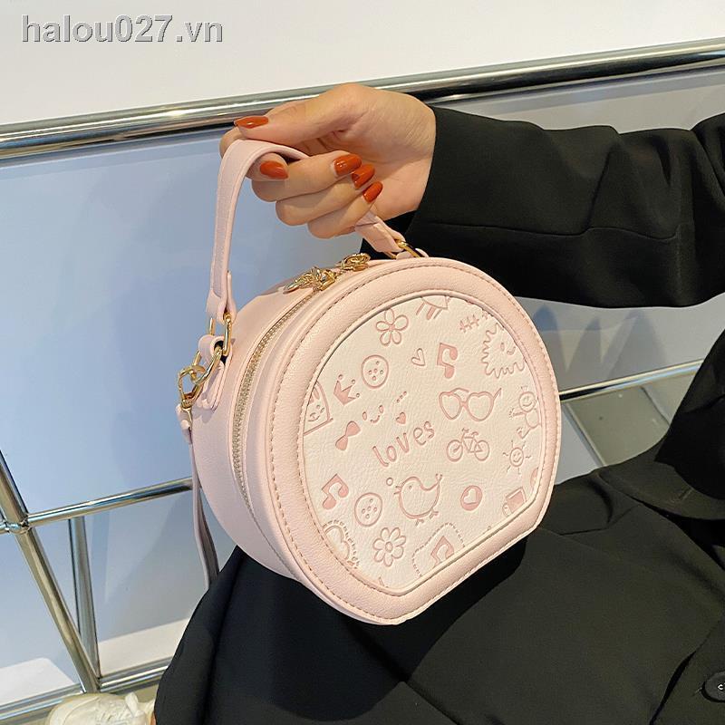 Túi Đeo Chéo Hình Tròn Nhỏ Gọn Phối Dây Xích Thời Trang Mùa Hè Dành Cho Nữ 2021