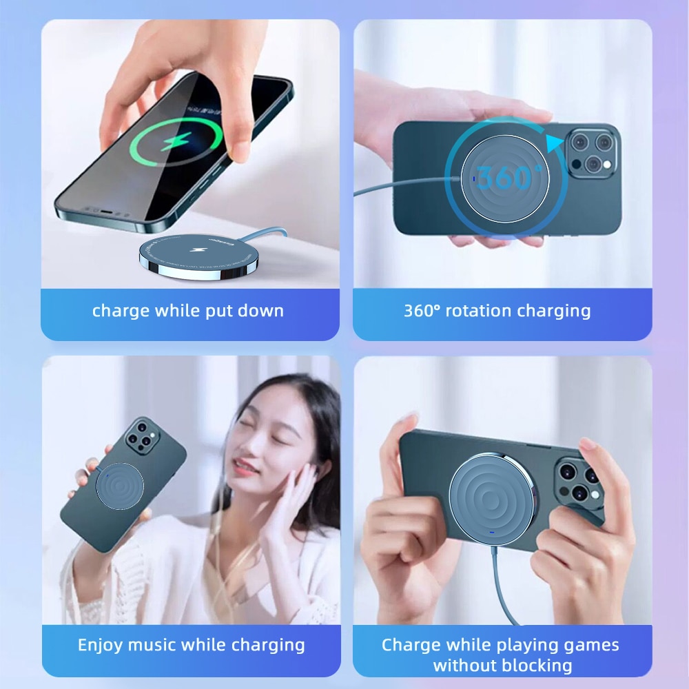 Đế sạc không dây từ tính Essager QI tốc độ nhanh cho iPhone 12 11 Pro Max Mini Xs X Xr