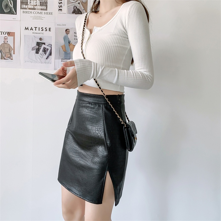 Chân Váy Da Vân Cá Sấu Xẻ Tà Thời Trang Becky sexy quyến rũ