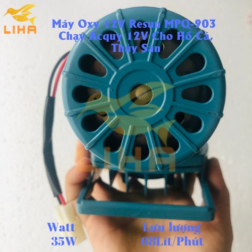 Máy Oxy 12V Resun MPQ-903 (35W-68Lít/Phút) - Máy Oxi Chạy Acquy 12V Cho Hồ Cá, Thủy Sản