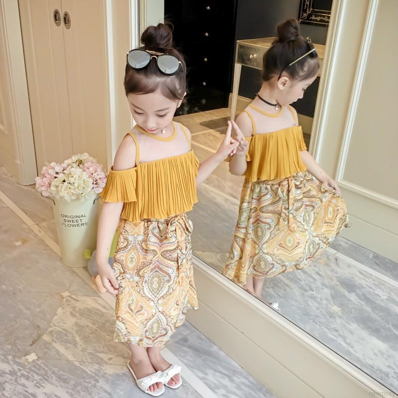 Set áo phối lưới + Chân váy xòe dễ thương cho bé gái