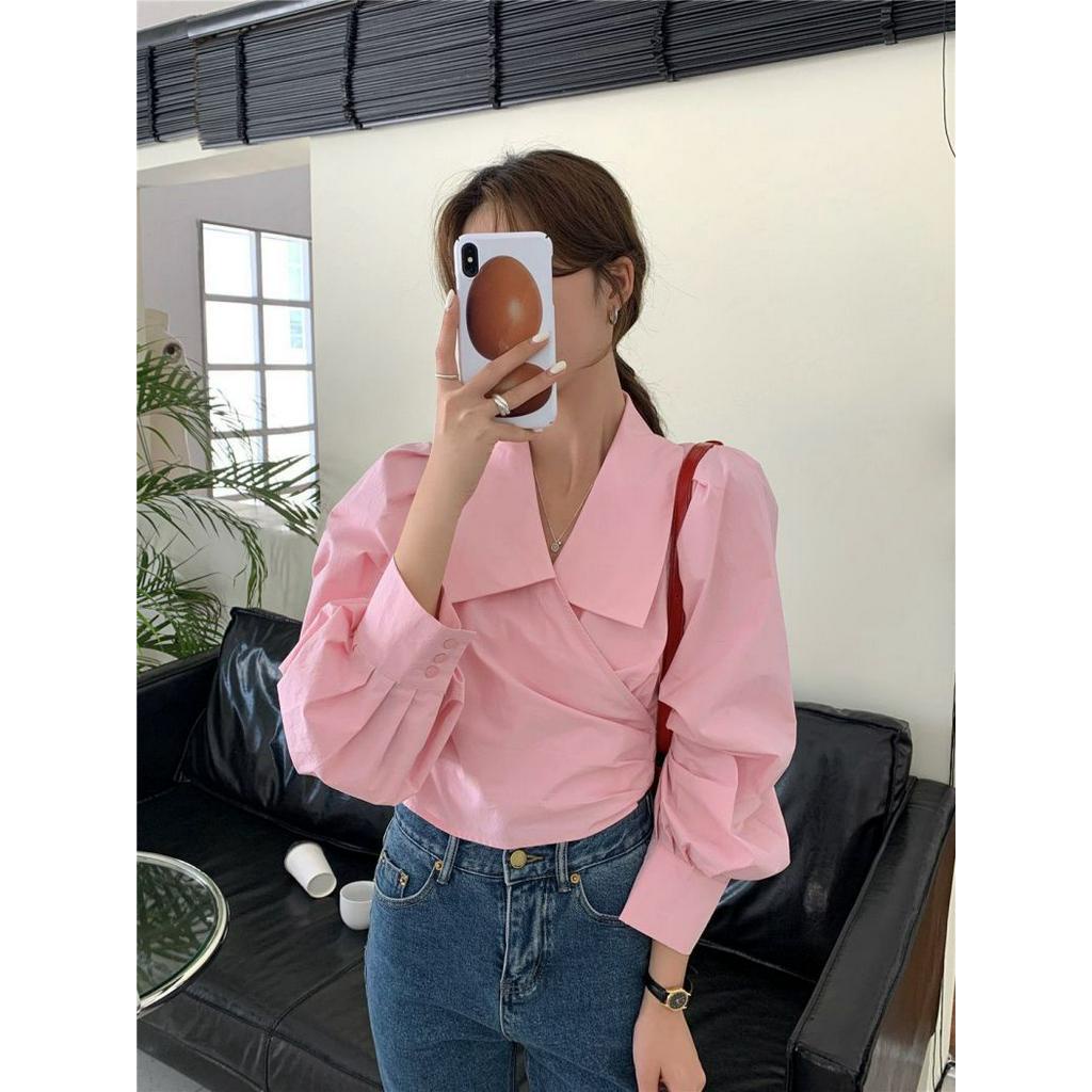 Áo Sơ Mi Chống Nắng Dáng Ngắn Màu Hồng Kiểu Pháp Thời Trang Mùa Hè 63