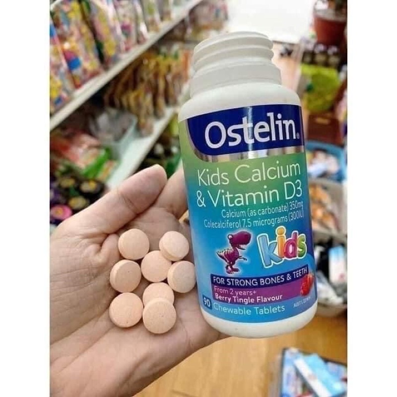 Canxi khủng long Ostelin Kids Calcium &Vitamin D3 90v cho bé từ 2 tuổi