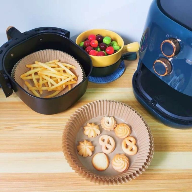 Giấy nến cho nồi chiên không combo 50 tờ loại khuân bánh chống dính tiện lợi MiibooShi 15B