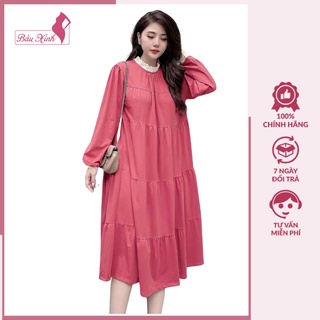 Váy bầu suông - đầm bầu đẹp cổ và tay phối ren 4 màu size tới khi sinh tặng kèm đai  BN22