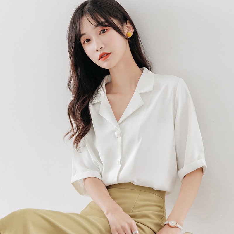 Áo sơ mi nữ kiểu cổ vest Chunxuu, thiết kế đơn giản trẻ trung - SK06