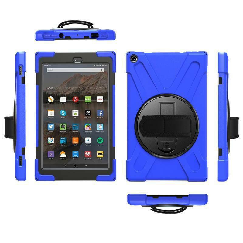 For Amazon Fire HD 10 2017/2018/2019 7th 8th 9th Rotate Shockproof Rugged Hard Stand Case Cover Handle