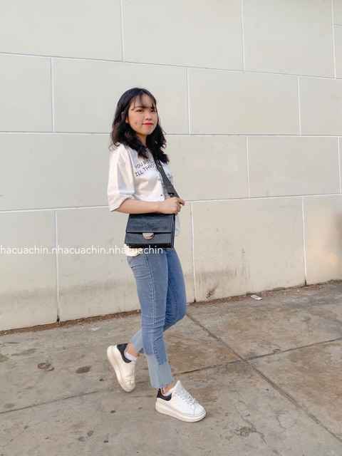 Quần jeans gép gấu