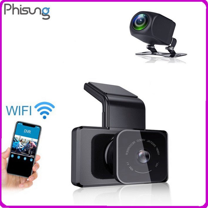 Sản phẩm Camera hành trình ô tô Phisung K10 tích hợp camera lùi, kết nối WIFI, định vị GPS ..