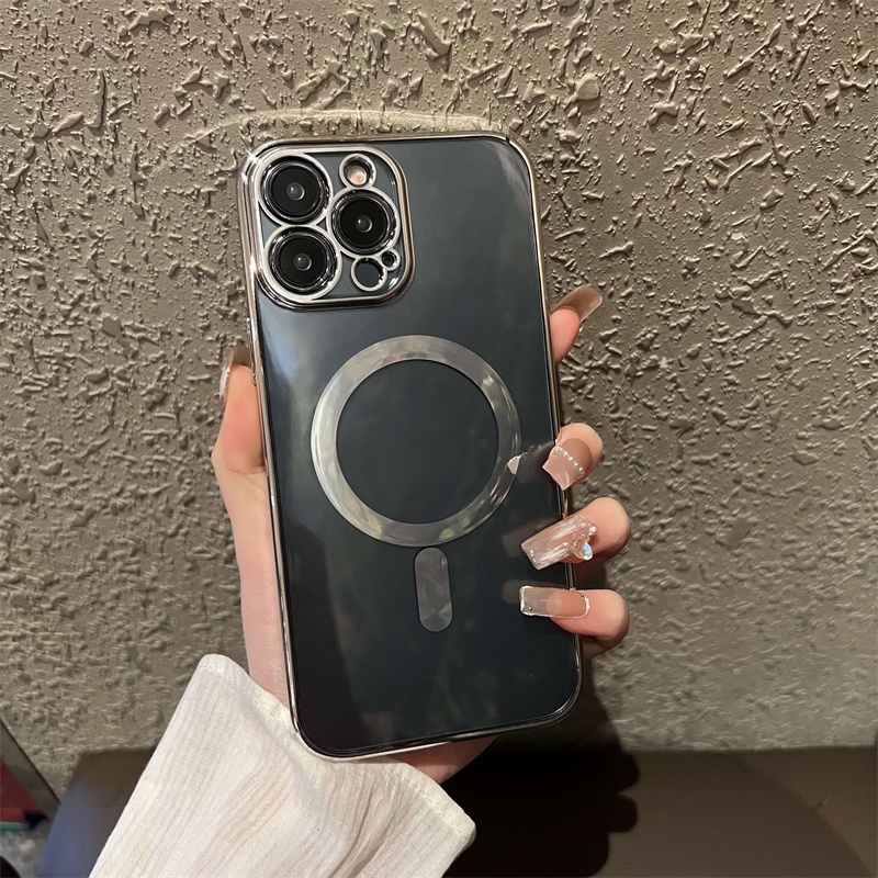Ốp Điện Thoại Mềm Trong Suốt Từ Tính Mạ Điện Cao Cấp Cho iPhone 11 12 13 Pro Max X XS