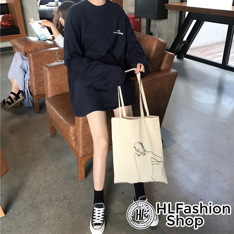 Áo thun tay dài form rộng unisex thêu chữ Team La Garconne, áo dài tay nam nữ tay phồng HLFashion | BigBuy360 - bigbuy360.vn