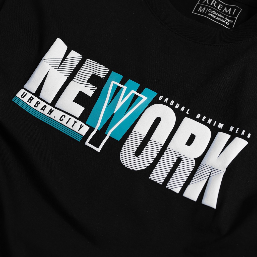 Áo thun nam, màu đen in AREMI, vải cotton 4 chiều co giãn, chuẩn from, sang trọng,thanh lịch ATS0029