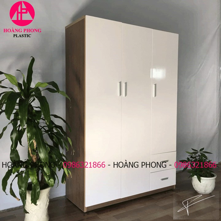 ( HÀNG CAO CẤP ) Tủ nhựa đài loan 3 cánh vân gỗ ngang 1m22 cao 1m85 miễn phí giao hàng | BigBuy360 - bigbuy360.vn