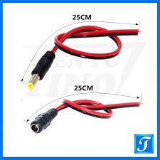 Dây nguồn DC 5.5mm x 2.1mm dài 25cm ( rắc sập) có dây đục và dây cái