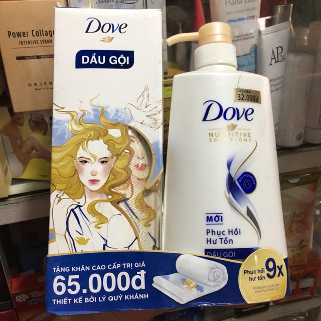 Dầu gội Dove nutritive solutions phục hồi hư tổn 650g- Tặng kèm 1 khăn cao cấp