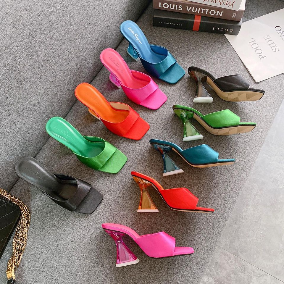 Guốc quai lụa nữ - cao gót nữ cao 7P