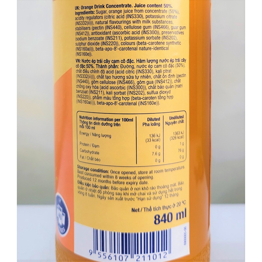 NƯỚC ÉP TRÁI CÂY CÔ ĐẶC  SUNQUICK Orange Fruity and Refreshing