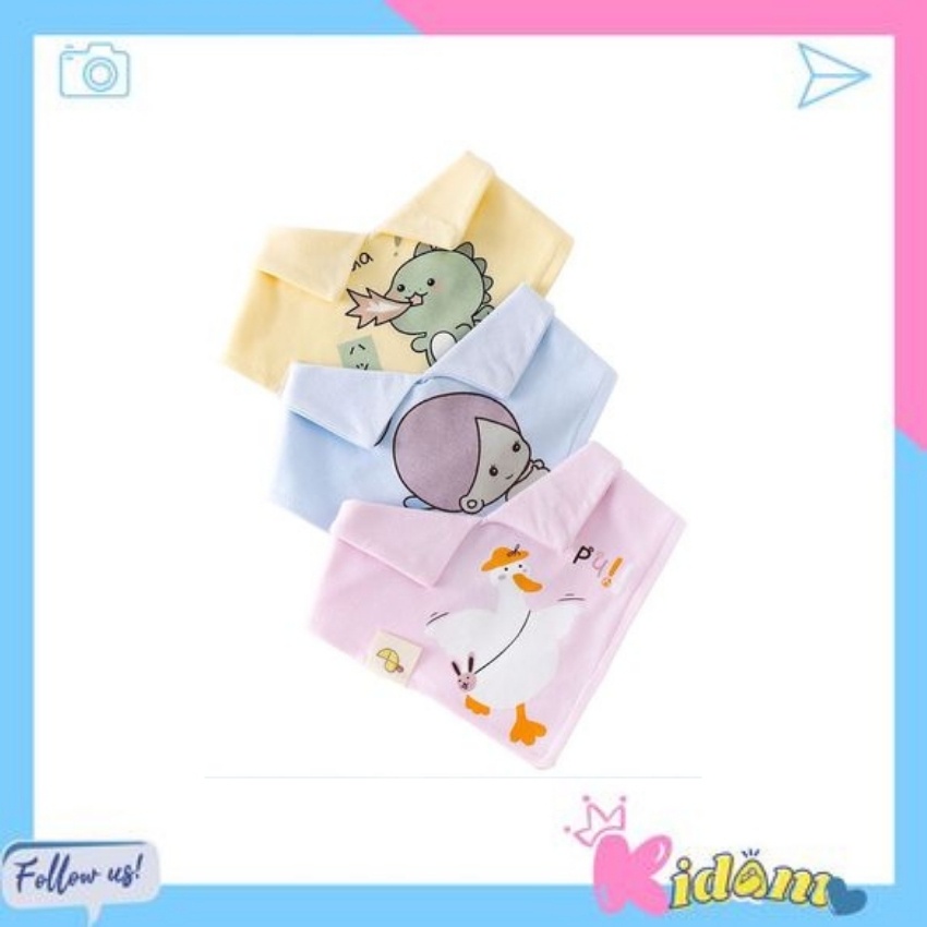 Yếm ăn dặm tam giác kiểu cổ bé vải cotton thấm nước nhiều mẫu xinh cho bé trai bé gái KIDAMO