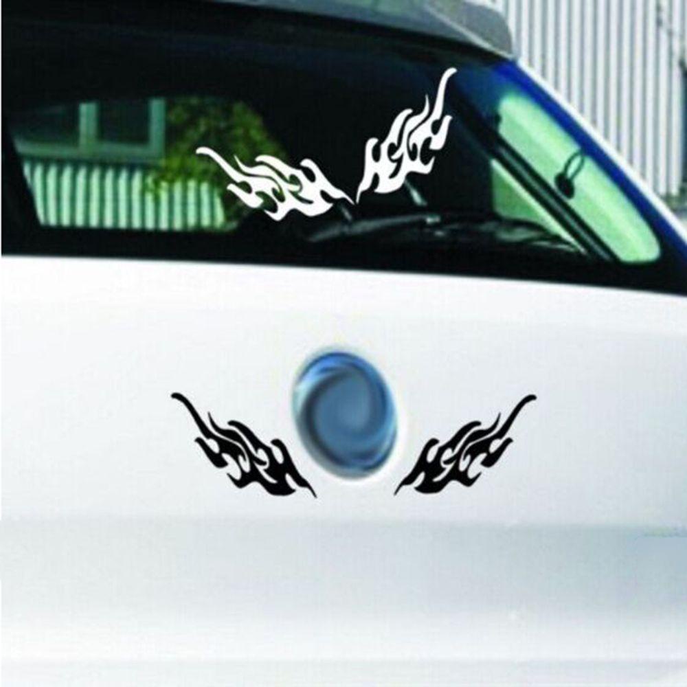 WTTLE Bộ 2 Sticker Dán Xe Hơi Hình Ngọn Lửa Phản Quang