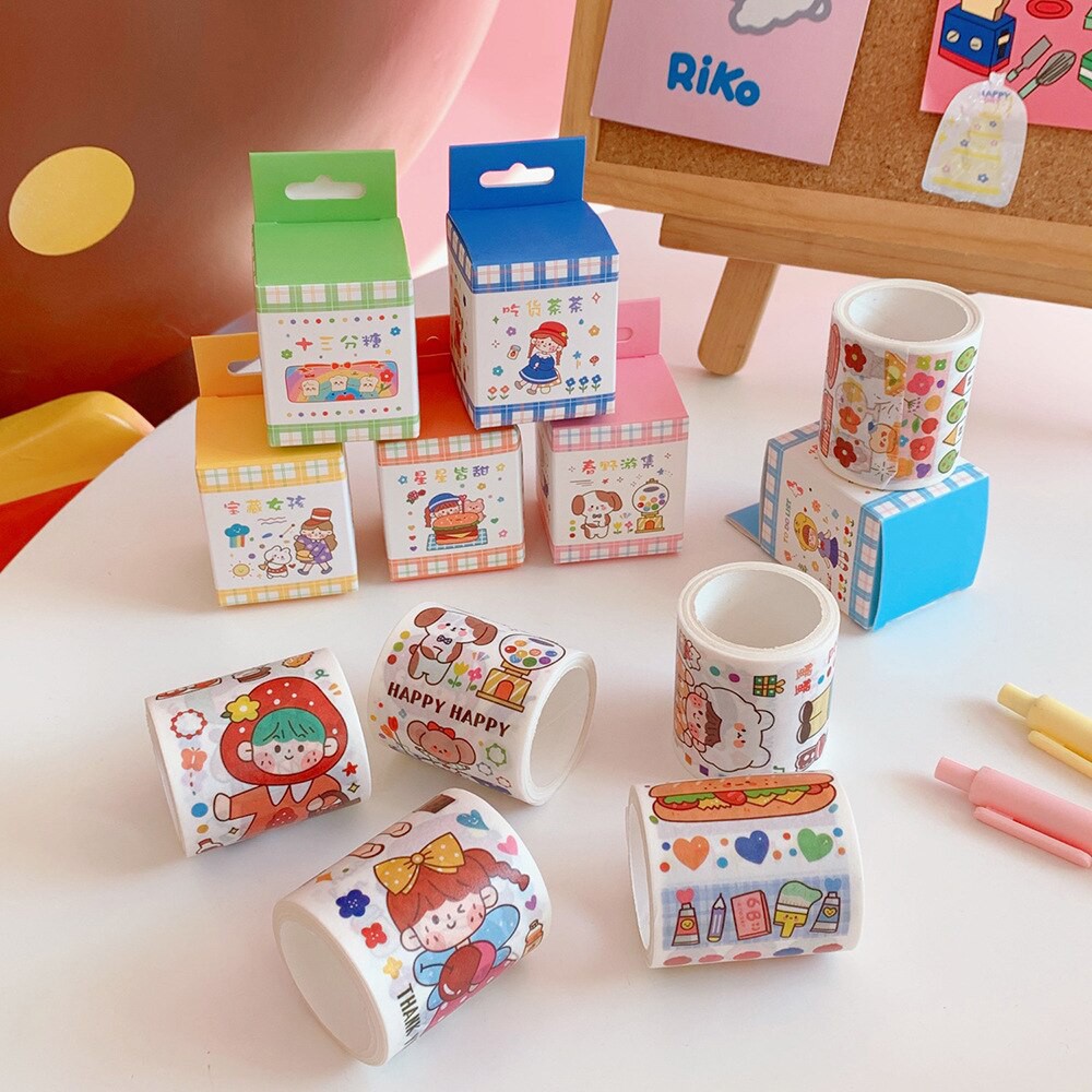 Băng Keo Giấy Cô Gái Đáng Yêu Lovely Washi Tape 45MM*3M Cây Đầu To