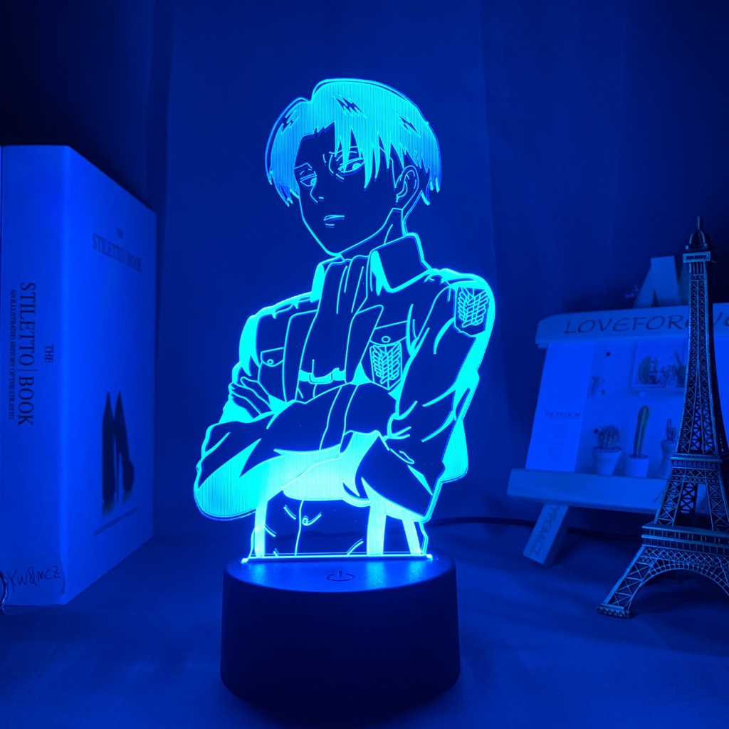 Acrylic Table Lamp A nime Attack on Titan for Room Decor Light Cool Kid Child Gift Captain Le vi Ackerman Figure Night Light
