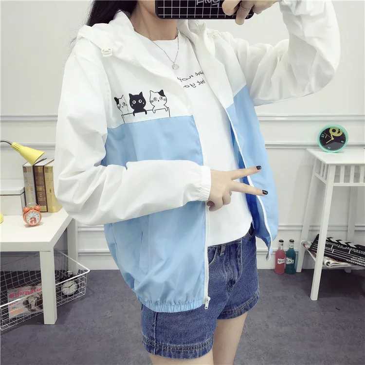 [S02] Áo khoát nữ gió dù 2 lớp chống nắng in hình mèo kitty siêu chất bao đẹp - M058 | BigBuy360 - bigbuy360.vn