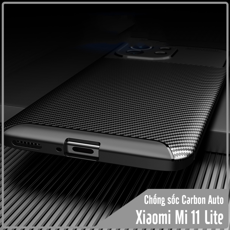 Ốp lưng cho Xiaomi Mi 11 Lite 4G - 5G - NE chống sốc Carbon Auto Focus