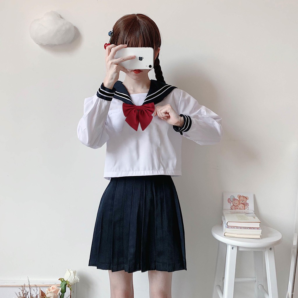 ✱Bộ đồ thủy thủ Nhật Bản nữ jk đồng phục học sinh hàng đầu phiên bản Hàn Quốc đồng phục lớp chính hãng dài ngắn- bộ đồng
