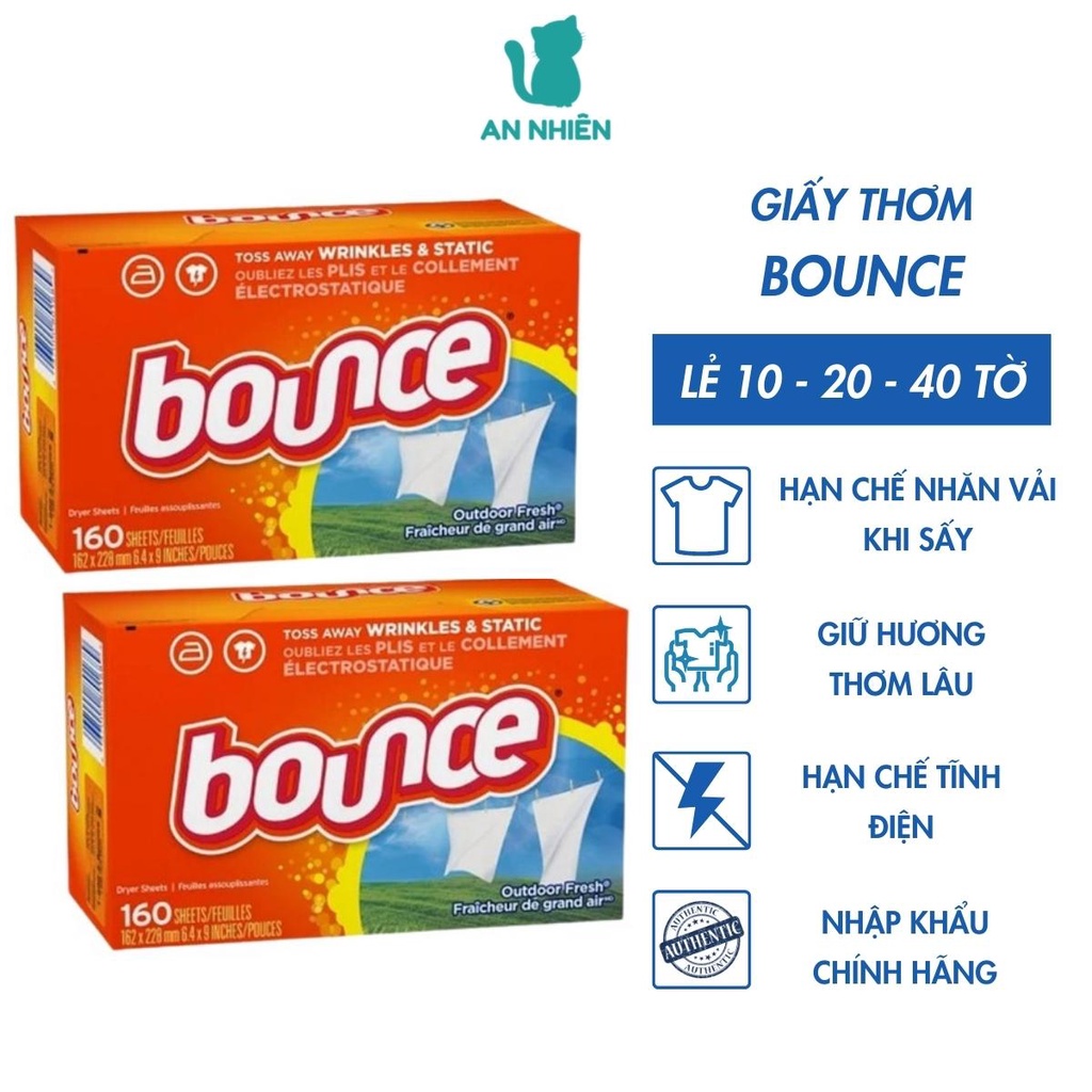 (TÁCH LẺ) GIẤY THƠM QUẦN ÁO BOUNCE VÀ LÀM MỀM VẢI